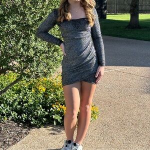 Windsor Black Glitter Long Sleeve Dress